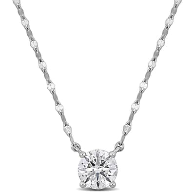Miadora 1.07ct TDW Diamond Solitaire Necklace in White Platinum - 18 in