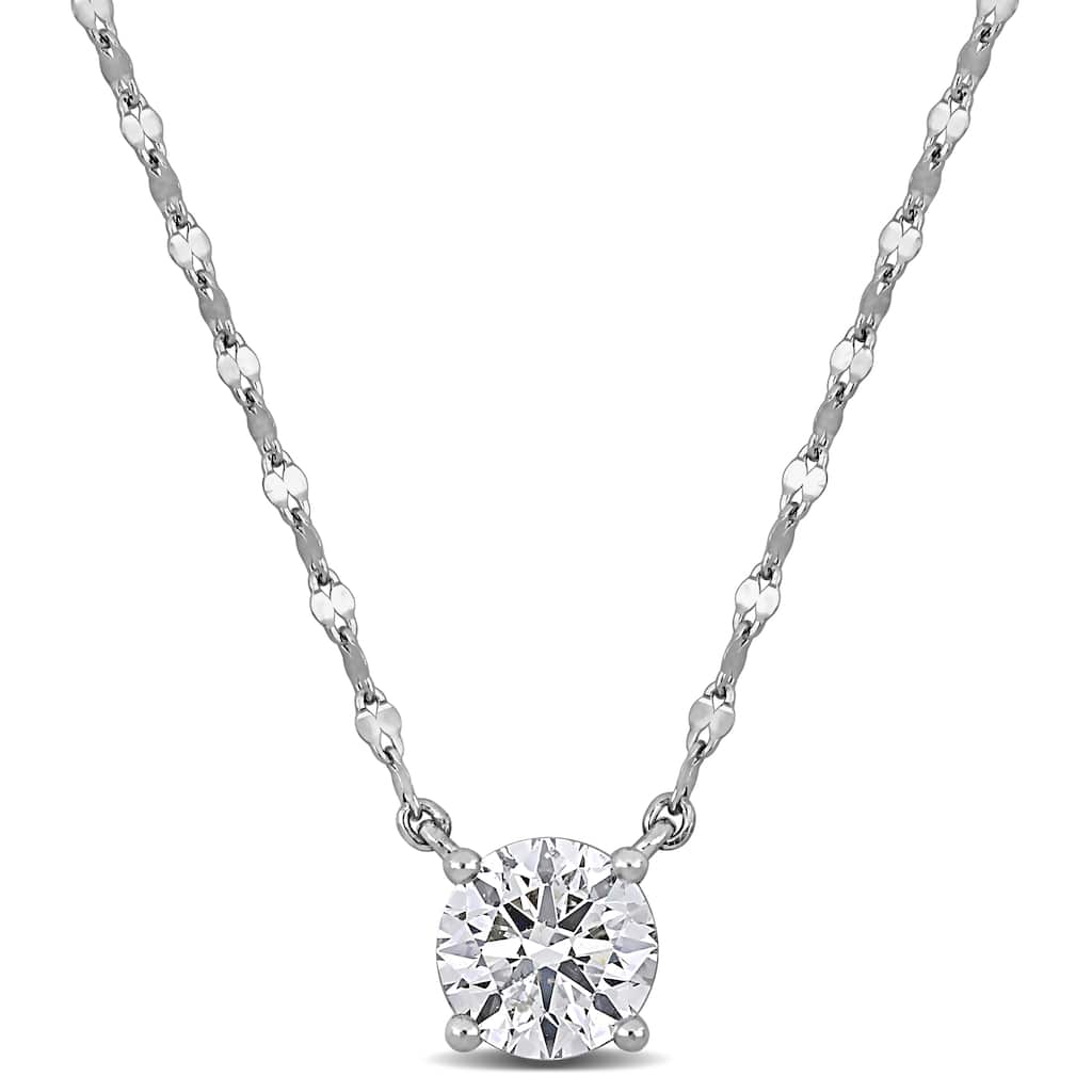 Miadora 1.07ct TDW Diamond Solitaire Necklace in White Platinum - 18 in