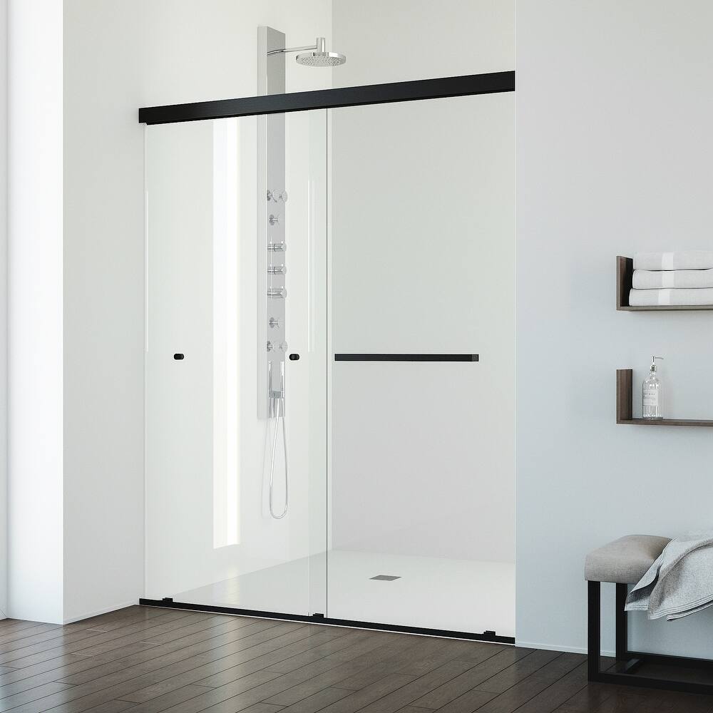 VIGO Satro E-Class 52 to 60 in. W x 74 in. H Semi-Frameless Double-Sliding Shower Door with Clear Tempered Glass