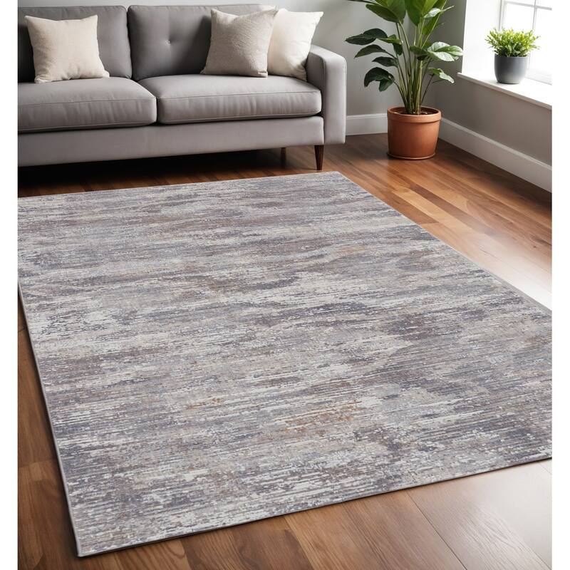 Wuju Power Loomed Distressed Abstract Modern Stain Resistant Area Rug By HomeRoots