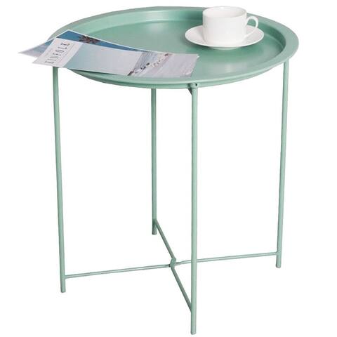 Siavonce Folding Tray Metal Side Table - 18.5×18.5×19.88 inches