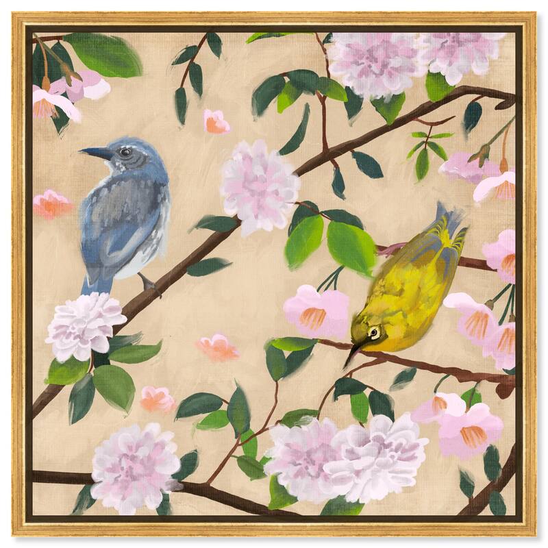 Birds Cuddle Canvas by Art Remedy - 16" x 16" - Gold