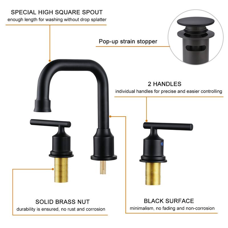 WOWOW Double Handle 8 in. Widespread Bathroom Sink Faucet