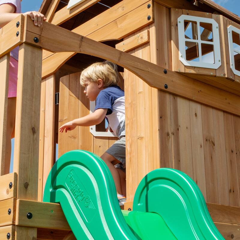 Backyard Discovery Montpelier Cedar Wood Swing Set, Slide, Clubhouse