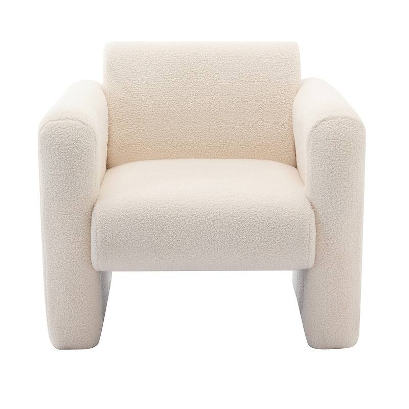 Modern Accent Chair Lambskin Sherpa Fabric