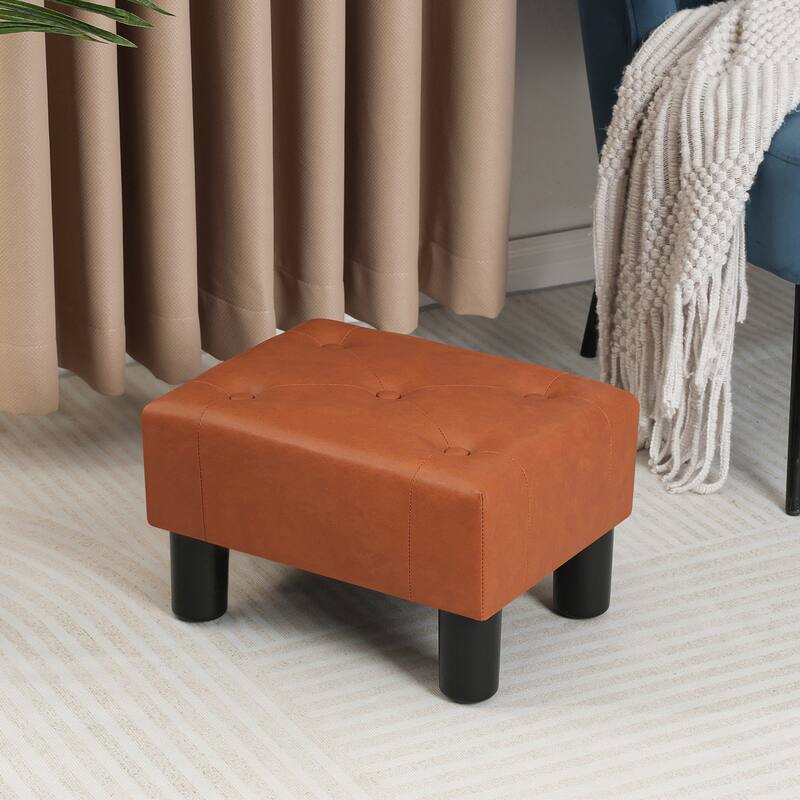 Adeco Button Tufted Foot Stool Rectangular Small Ottoman