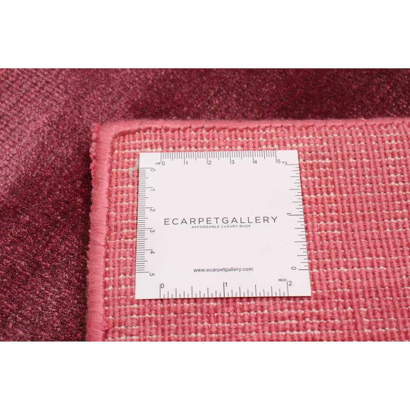 ECARPETGALLERY Hand Loomed Shimmer Red Viscose Rug - 7'11 x 9'9