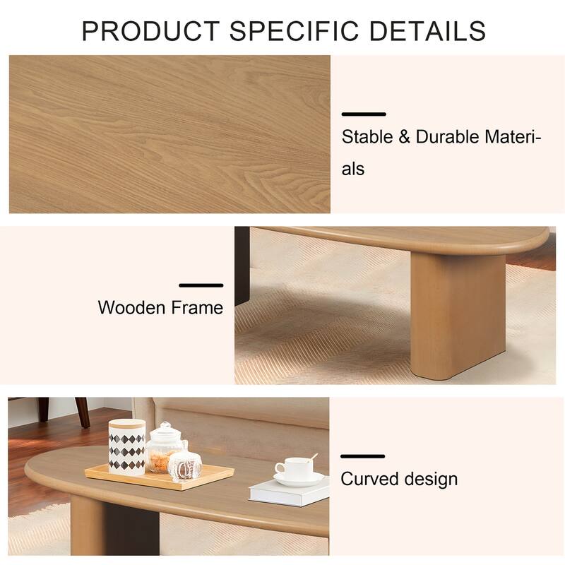 51'' Tapered Tabletop Coffee Table, NATURAL WOOD/BLACK