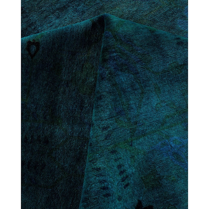 Overdyed, One-of-a-Kind Hand-Knotted Area Rug - Blue - 12' 1" x 15' 3"