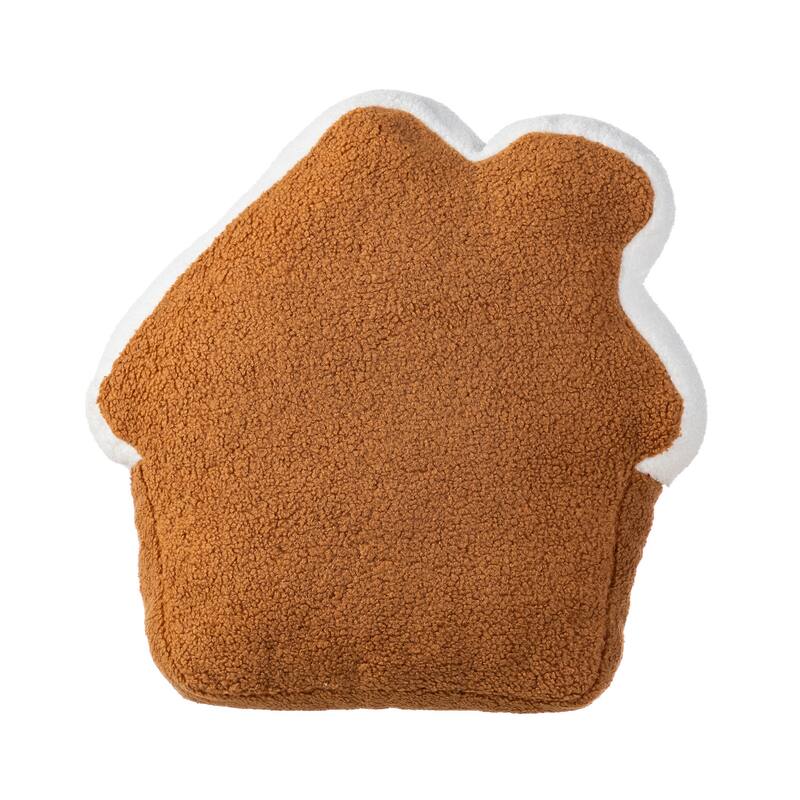 Glitzhome Set of 2 Christmas Gingerbread Man and House Shaped Throw Pillows