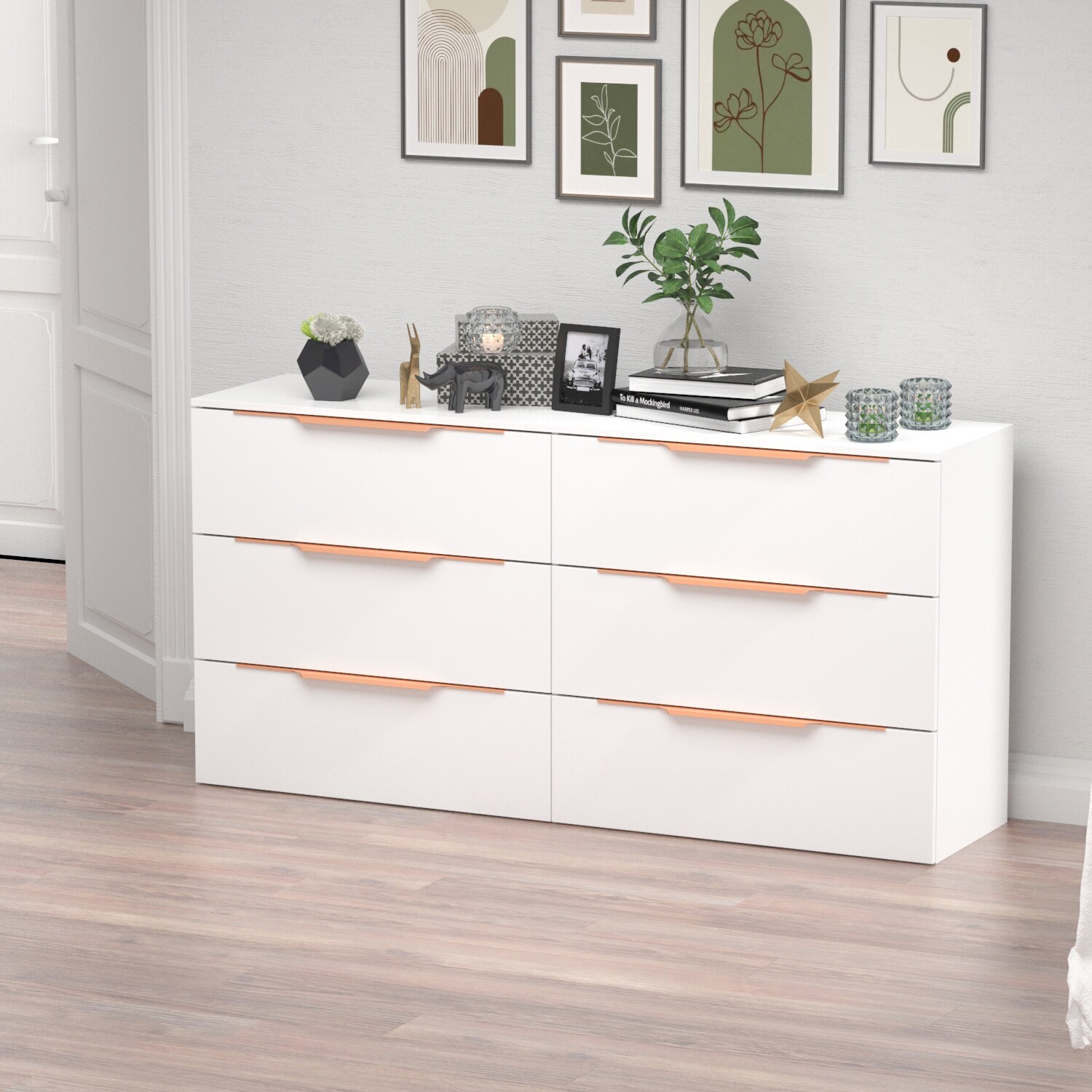 white double dresser American Woodcrafters Cottage Traditions The dresser Premium 63-inch 6 Drawers White