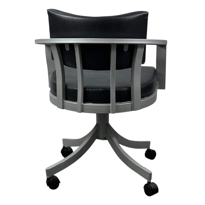 Tempo Furniture Regal Caster Swivel & Tilt Dining Chair w/ Arms Armchair Nickel Powder Coat Finish & Black Polyurethane