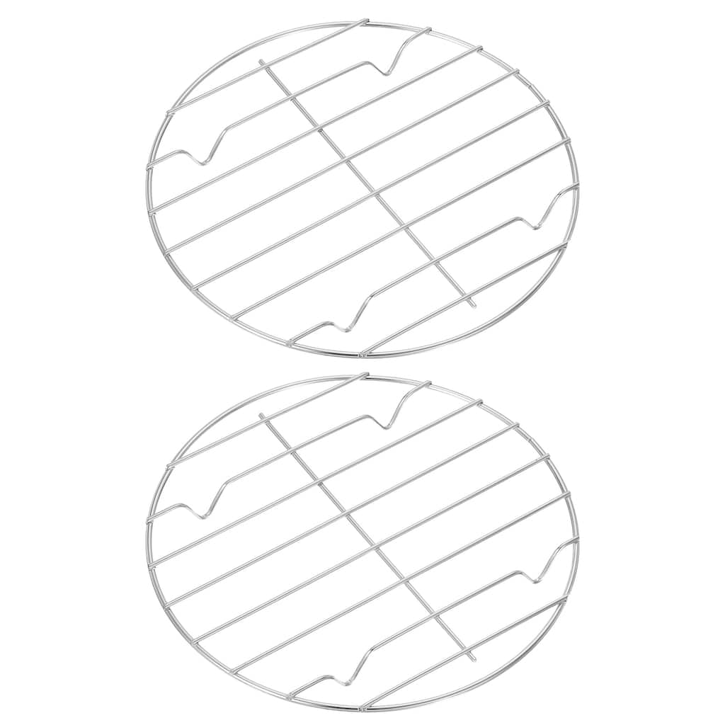 2Pcs 7-7/8" Round Cooling Rack, Roasting Steaming Rack, Cooking Grid Grill
