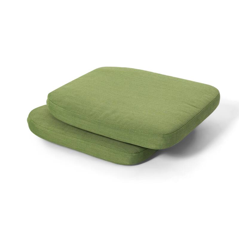 Outdoor 2-Pack 15'' x 16'' x 1.2'' Green Chair Seat Cushions with Straps - Green