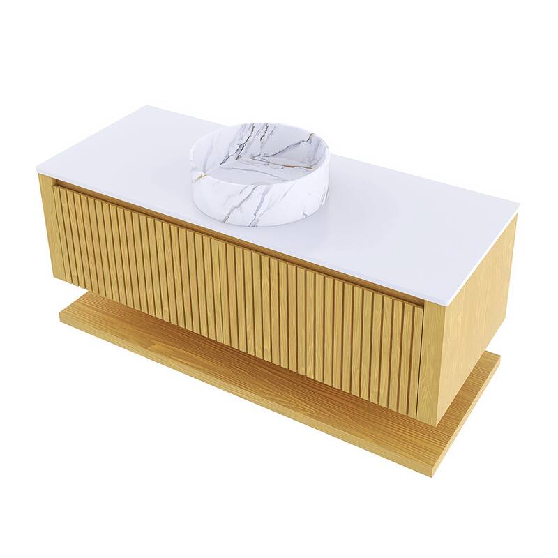 48" Wall-Mounted Bathroom Vanity with Ceramic Sink - 47.64'' x 18.9'' x 20.2''