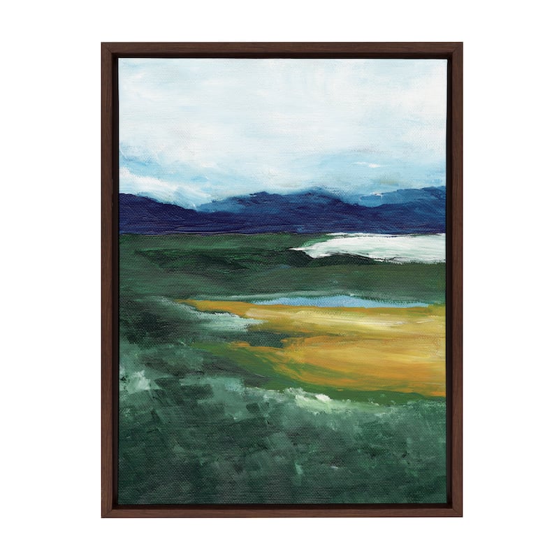 Kate and Laurel Sylvie Misty Green Framed Canvas by Nikita Jariwala
