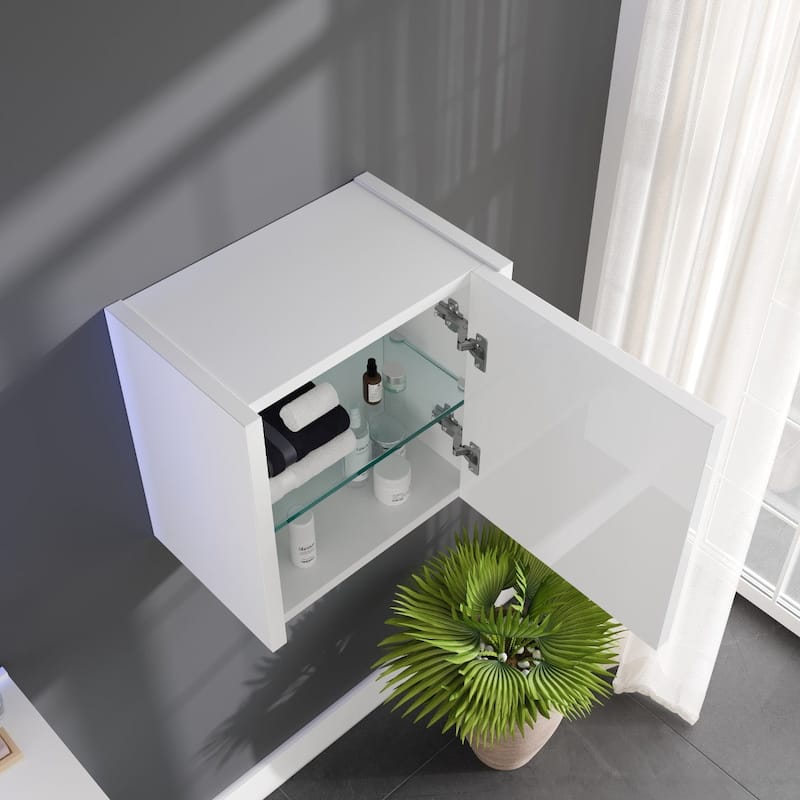 Eviva Libra 14"W x 7"D x 14"H Glossy White Wall-Mounted Linen Cabinet