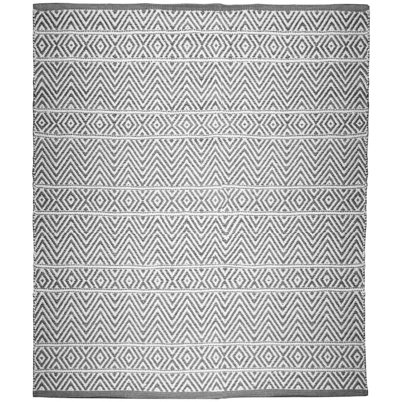 Fabstyles Herringbone Flatweave Cotton Area Rag Rug for Living Room - 48x72 - Grey