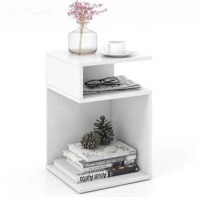Gymax S-Shaped Side Table for Small Space Morden End Table w/S-Shaped