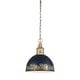 preview thumbnail 1 of 7, Golden Lighting Alison 12" Wide Pendant Vintage Gold / Antique Navy