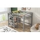 preview thumbnail 4 of 30, Full Size Loft Bed with Built-in Storage Staircase and Hanger for Clothes, Grey - Solid Pine Wood Frame, Maximized Space