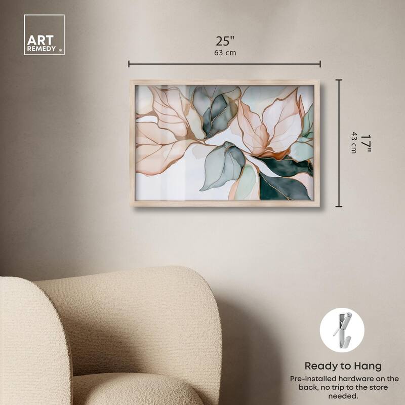 Golden Veined Leaves I Shadowbox by Art Remedy