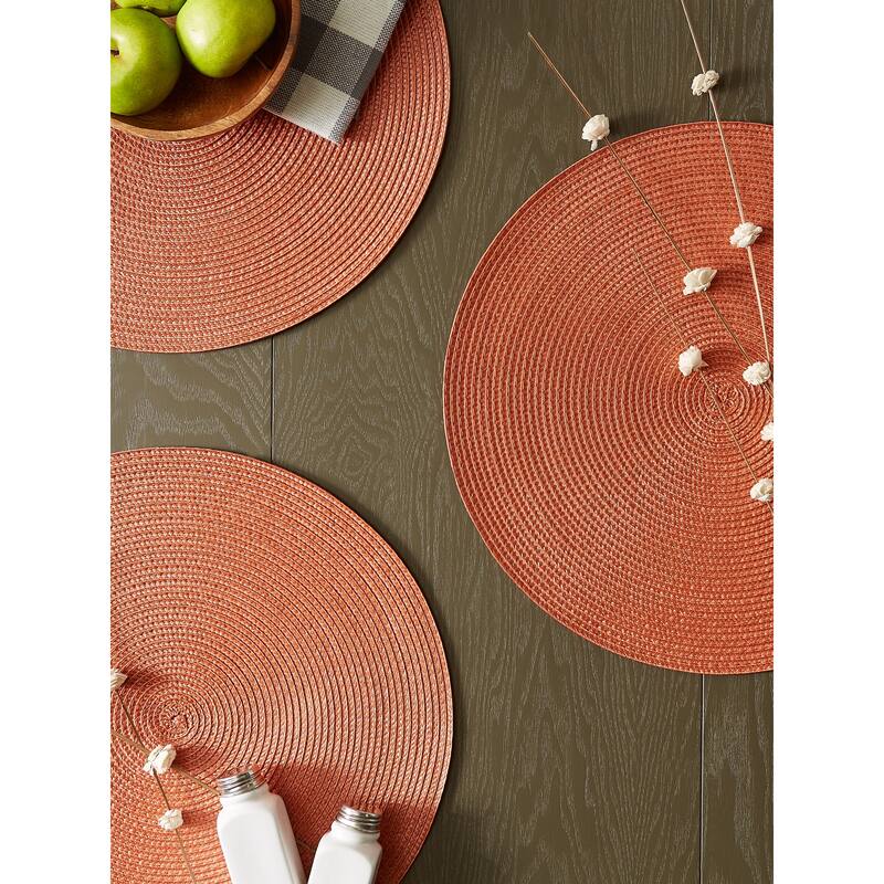 DII White Round PP Woven Placemat Set of 6