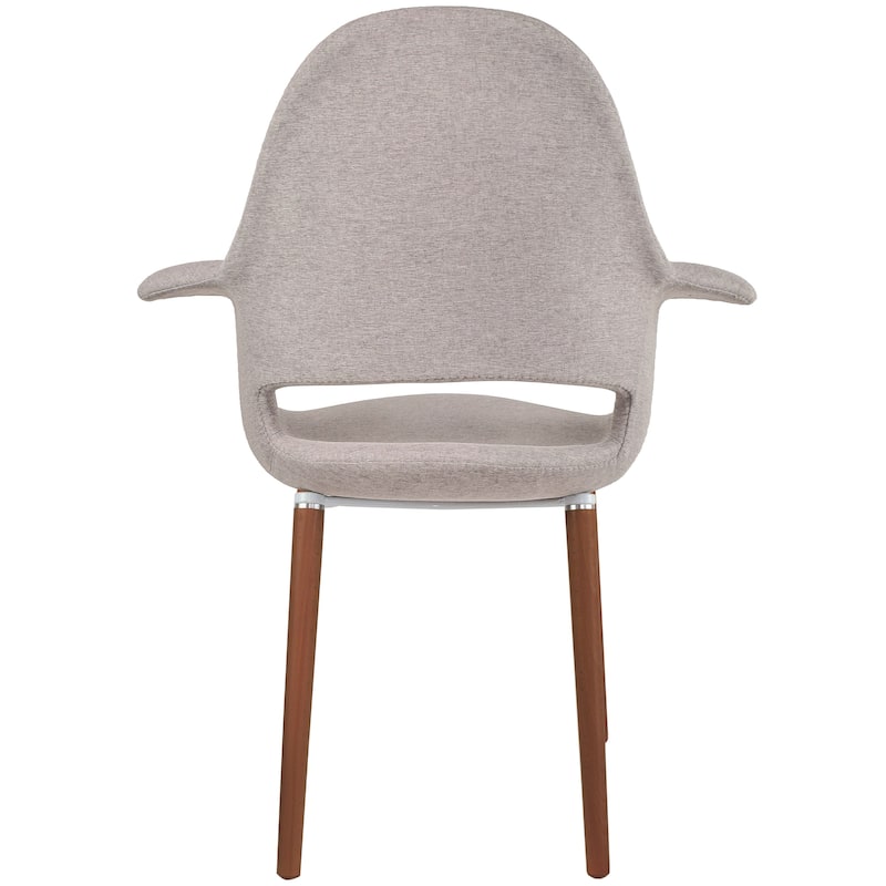 Organic Upholstered Fabric Modern Armchair with Dark Brown Wooden Legs for Dining Room Office or Accent Lounge Side Chair