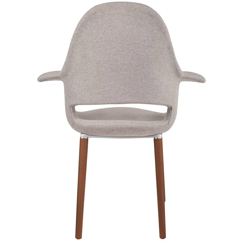Set of 2 Organic Upholstered Fabric Modern Armchairs with Dark Walnut Brown Wooden Legs for Dining Room Office or Accent Chair