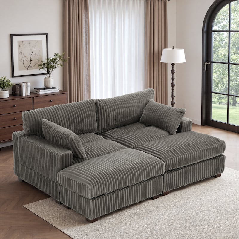 Oversized U-shaped Plush Modular Sectional Sofa Set - 4-piece/Light Grey