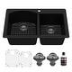 preview thumbnail 1 of 19, Karran Drop-In Quartz 33 in. 1-Hole 60/40 Double Bowl Kitchen Sink Kit Black