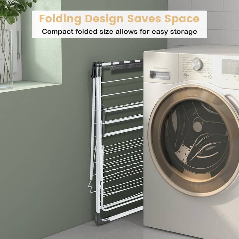 Gymax Folding Clothes Drying Rack 2-Tier Metal Laundry Drying Rack
