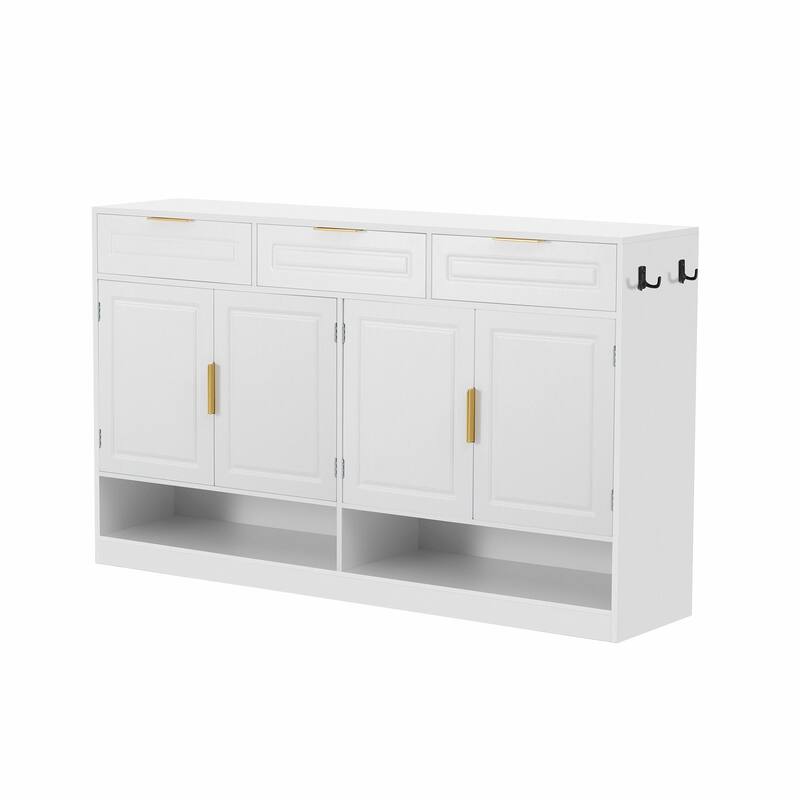 59.1" Multi-Functional Storage Buffet with Adjustable Shelf and Open Storage Compartments