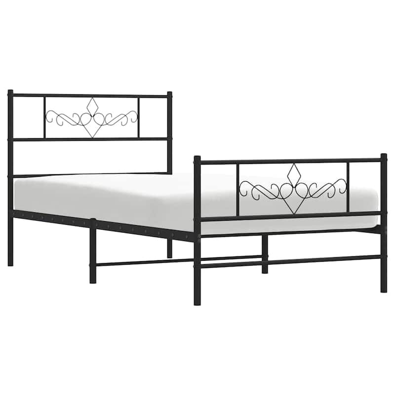 vidaXL 12 Inches Black Twin XL Metal Bed Frame No Mattress - 81.5" x 41.3" x 35.4"