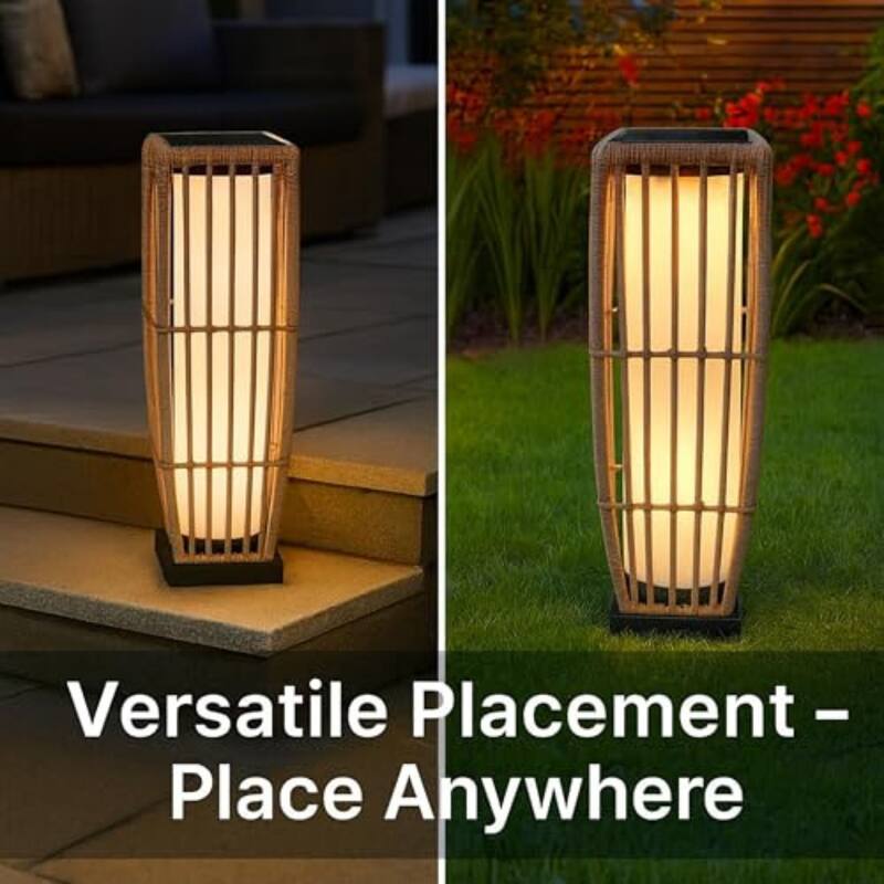 Aria Home Solar Floor Lantern Outdoor Wicker Lamp Rattan Patio Light