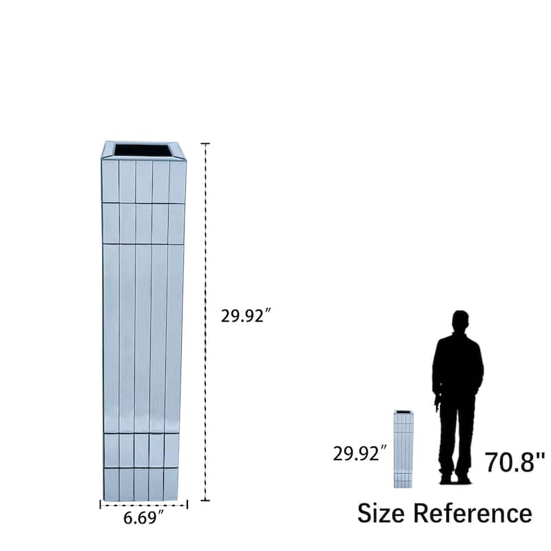 Tall Floor Vase 29.92" (76cm) Mirrored Floor Vase for Home Decor Large Cube Vase in Silver for Dried Flowers Modern Glass Vase