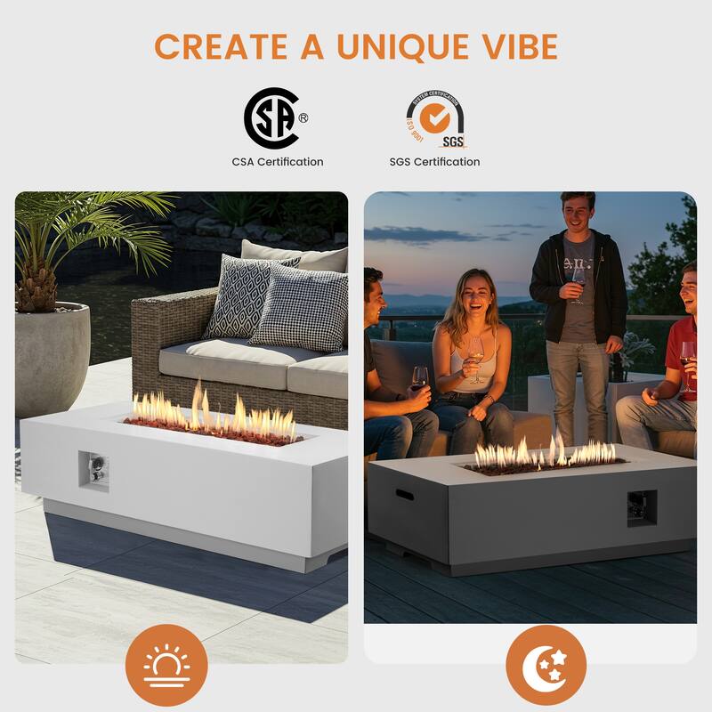 50,000 BTU 30" Outdoor White Round Propane Fire Pit Table and Set