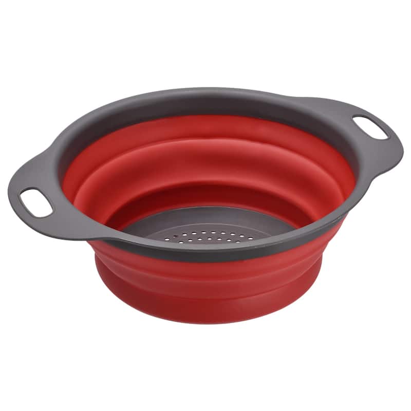 Collapsible Colander, Silicone Round Foldable Strainer with Handle - 20cm x 11cm x 8.5cm