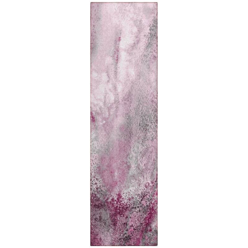 Machine Washable Indoor/ Outdoor Abstract Watercolor Chantille Rug