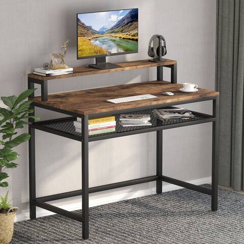 39" Computer Desk with Storage Shelf, Writing Desk Study Table for Small Space