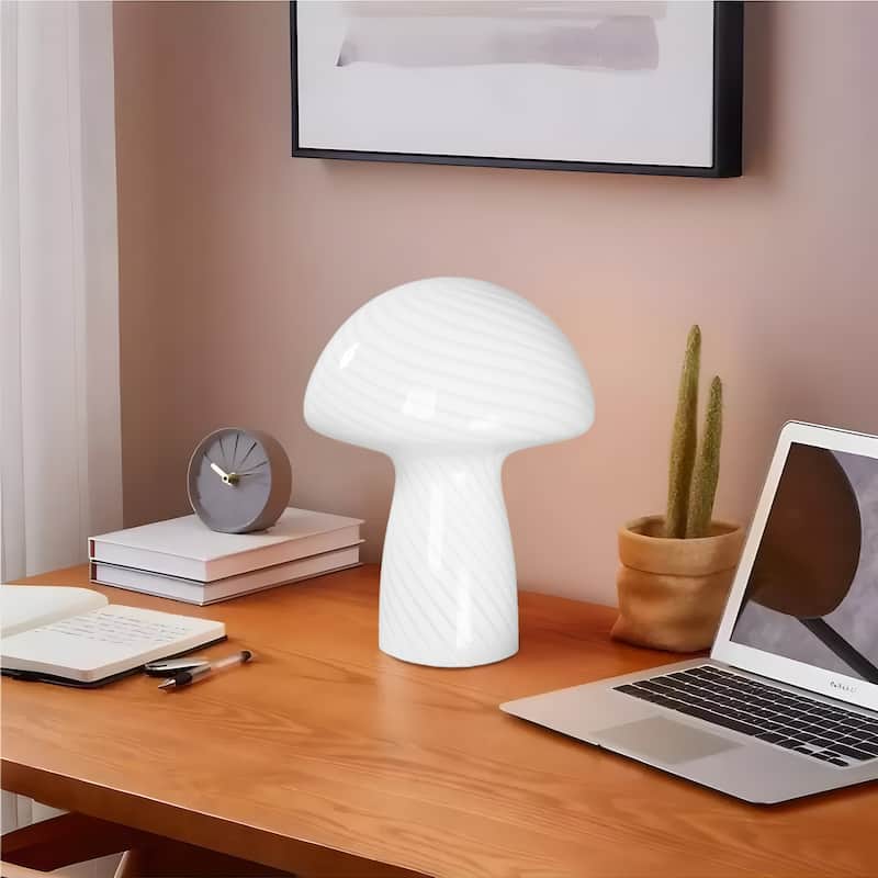 Modern Glass Mushroom Novelty Table Lamp with Stripes