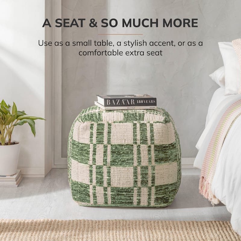 Jani 20-inch Ottoman Pouf - Handcrafted Handmade Ottoman for Seating, Footrest, Home Decor for Living Room, Bedroom