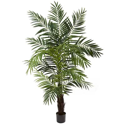 Realistic Palm Tree 6Ft - Tropical Tree Decor for Home Office - 12 Trunk Design - 72" Tall - 6ft.
