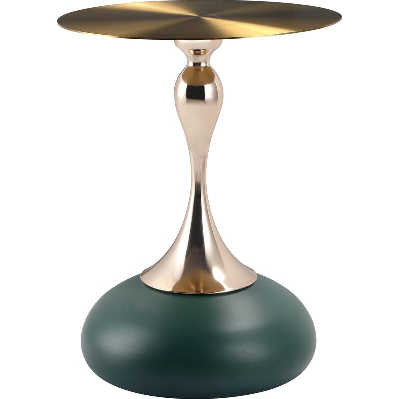 Savoy 18-Inch Round Side Table in Gold Stainless-Steel End Table with a Round Pedestal base