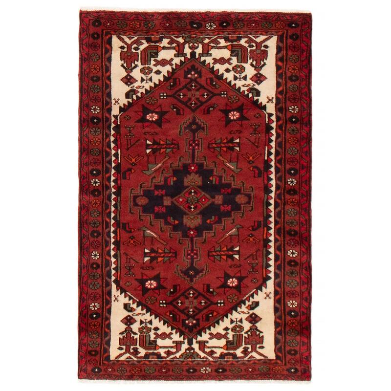 ECARPETGALLERY Hand-knotted Konya Red Wool Rug - 3'3 x 5'0 - Dark Red - 3'3 x 5'0
