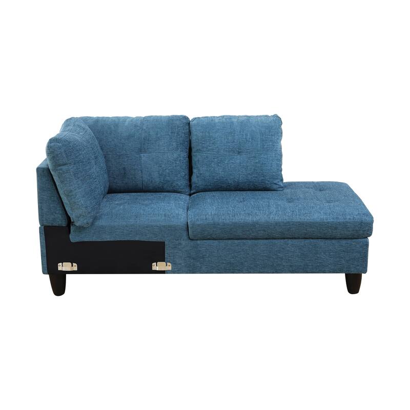 Blue Flannel 3-Piece Living Room Sofa Set