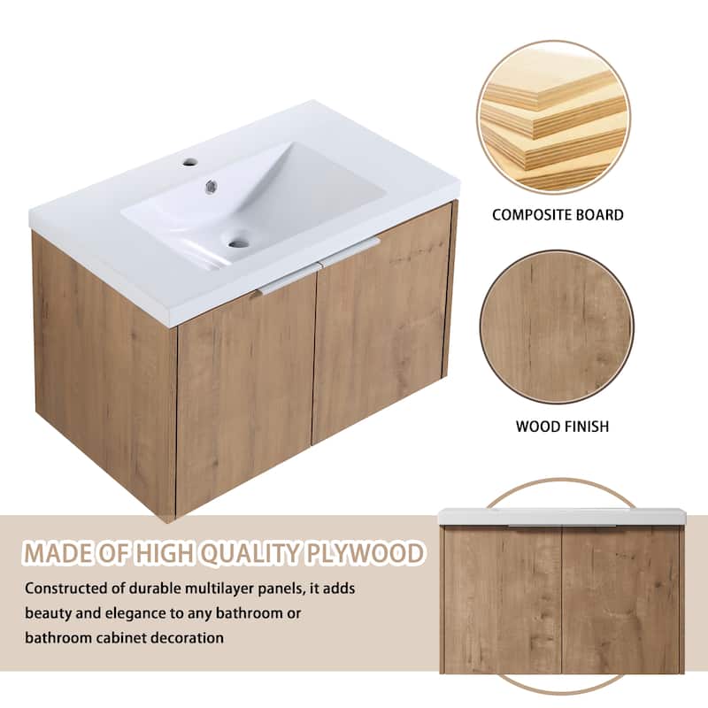 Beingnext 24"/30"/36" Bathroom Vanity with Sink, Floating Bathroom Vanity with 2 Soft Close Doors