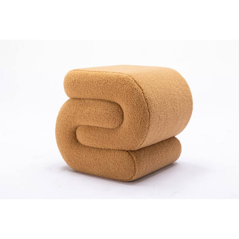 S-shape Teddy Fabric Ottoman Makeup Stool Footstool