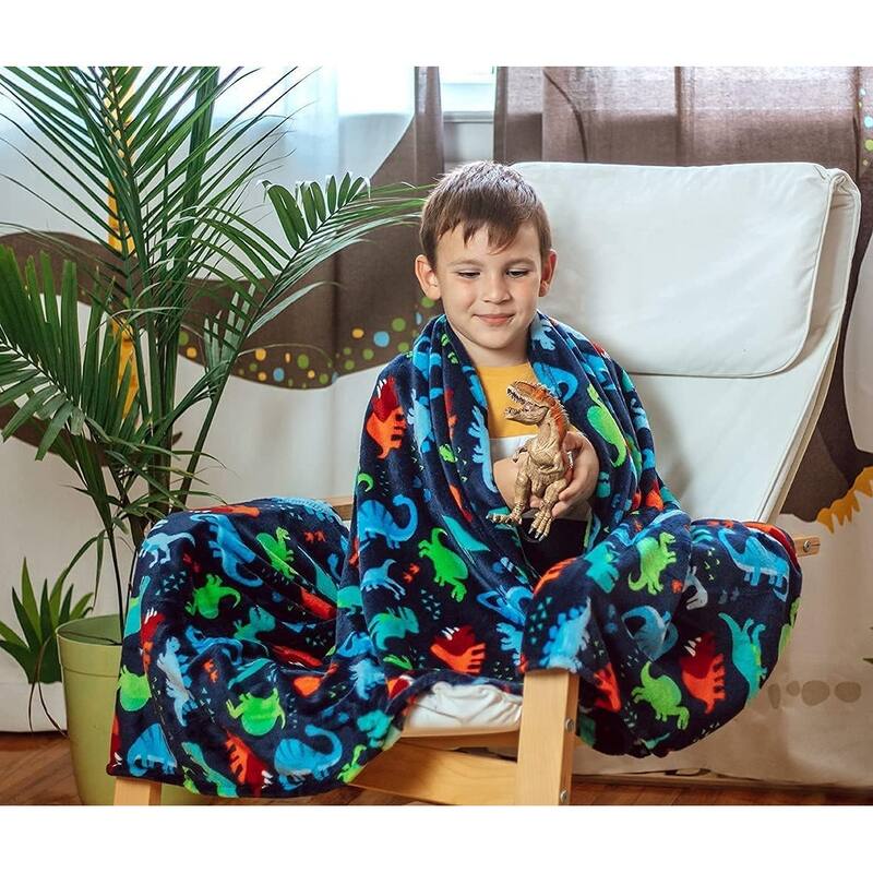 Décor&More DynoTime Microplush Throw Blanket (50" x 60") - Dinosaur Paradise