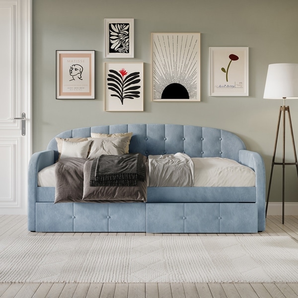 CraftPorch Modern Velvet Twin Size Daybed with Storage On Sale Bed Bath Beyond 36373118